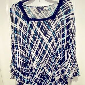 🔥‼️PRICE DROP Maggie Barnes Black and Blue Patterned Chemise